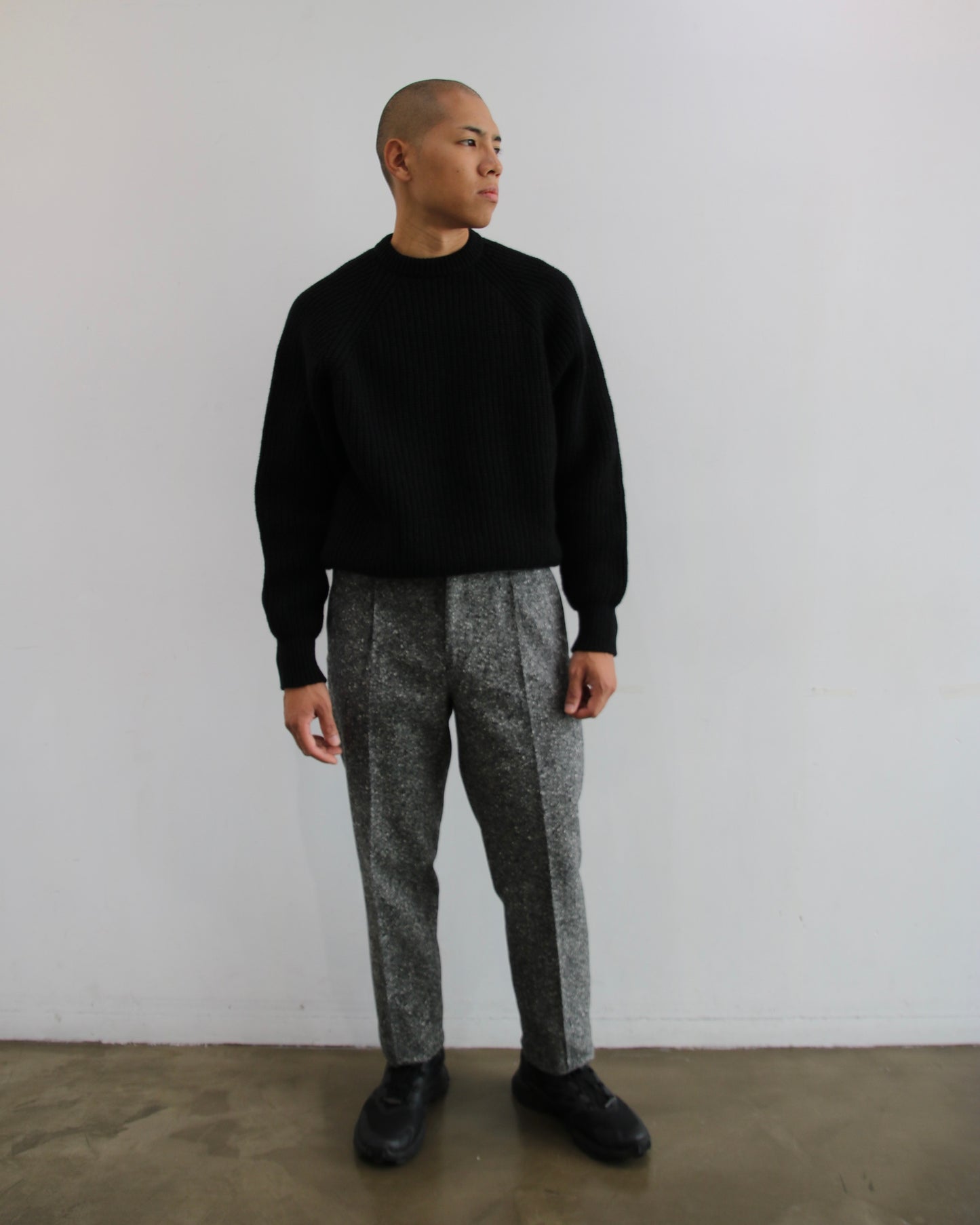 PLEATED PANT IN HOMESPUN